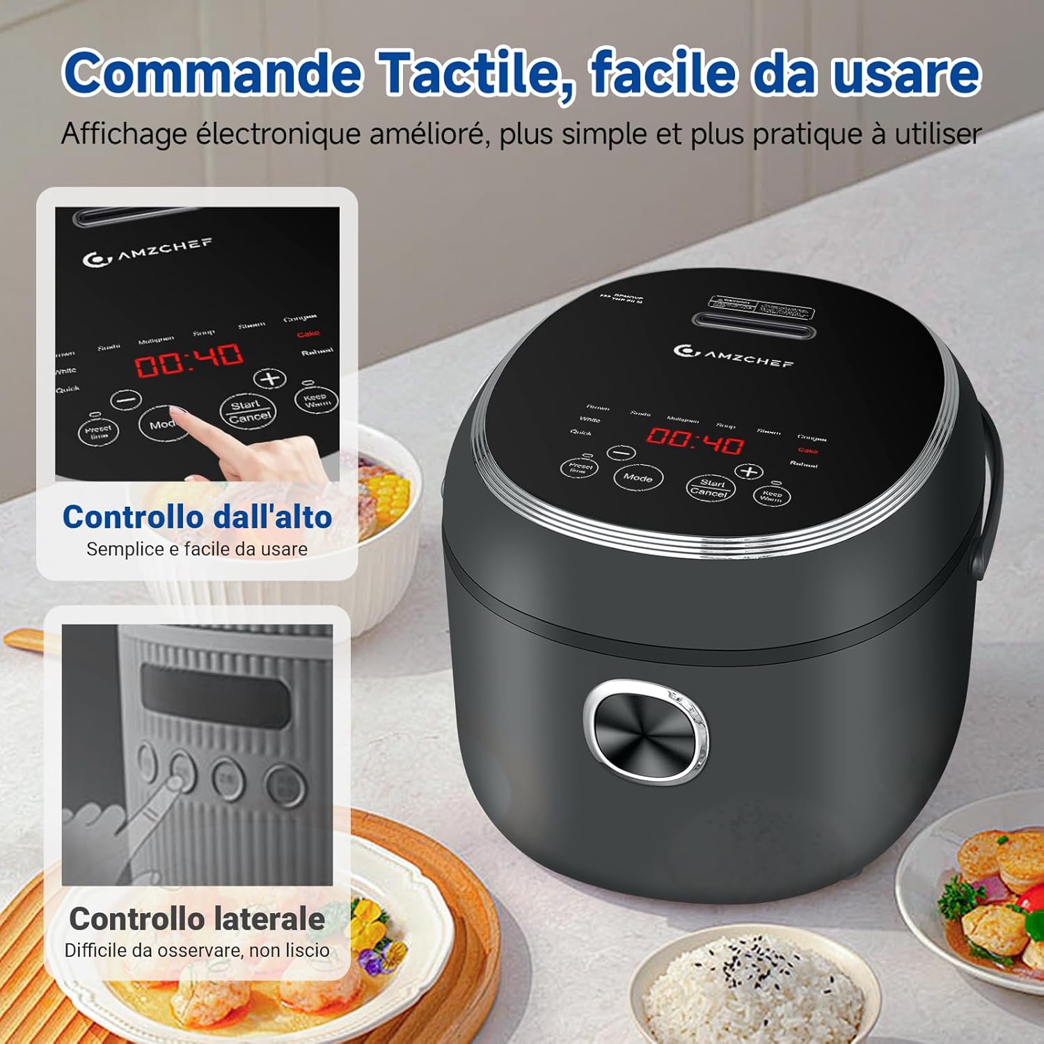 Amzchef Cuociriso Elettrico 2L con 12 Menu Preimpostati - immagine 4