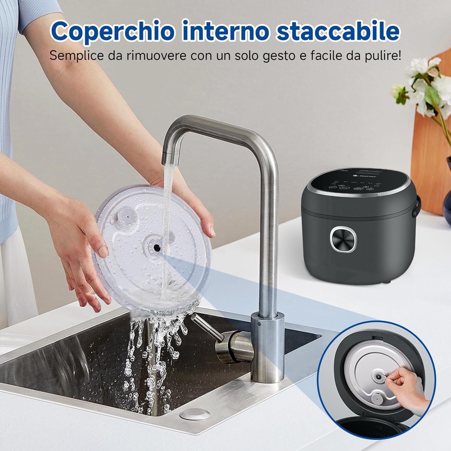 Amzchef Cuociriso Elettrico 2L con 12 Menu Preimpostati - immagine 6
