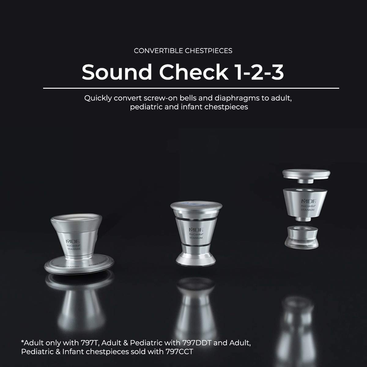 MDF797TKL11+ - Stetoscopio Cardiologia in Titanio, Nero - immagine 5