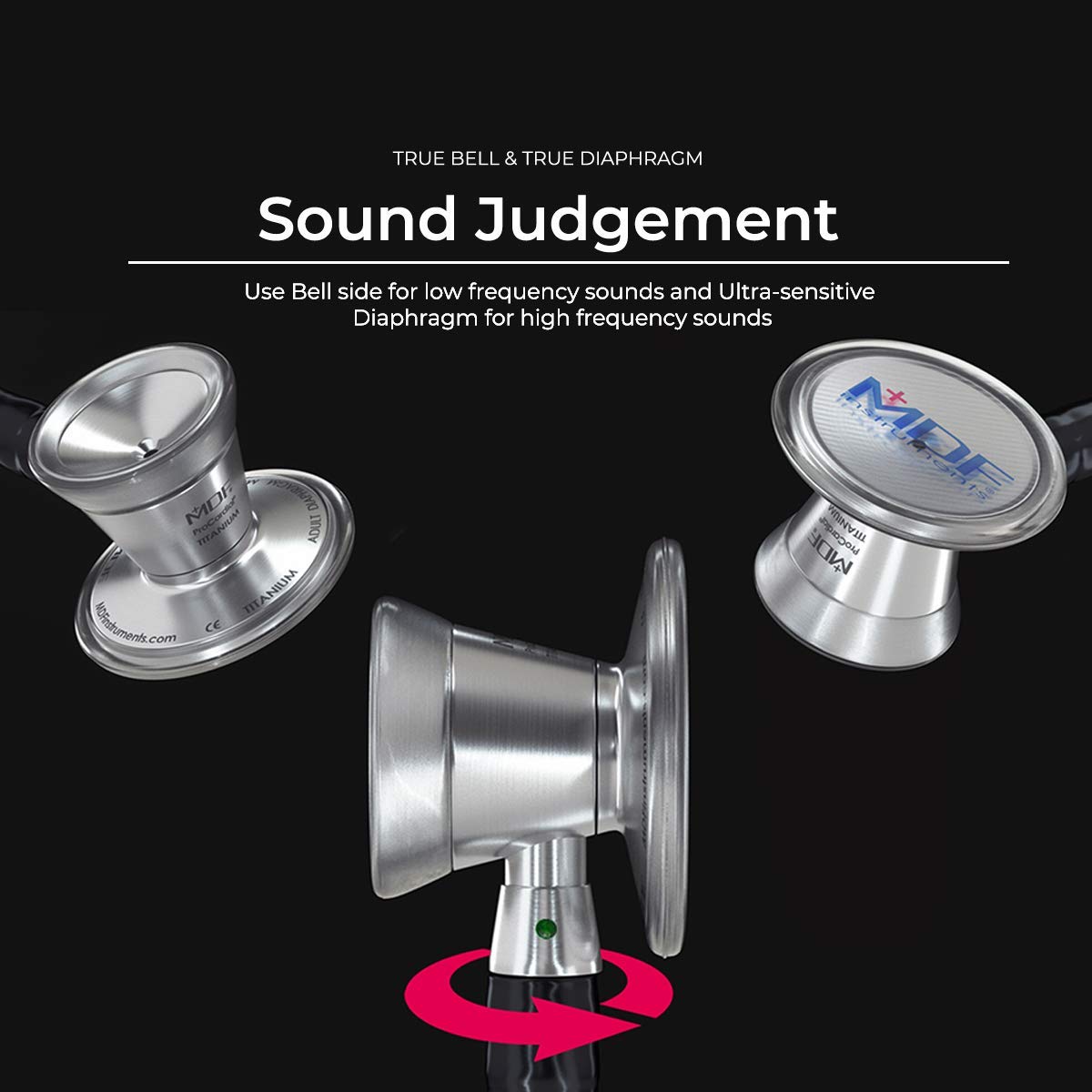 MDF797TKL11+ - Stetoscopio Cardiologia in Titanio, Nero - immagine 6