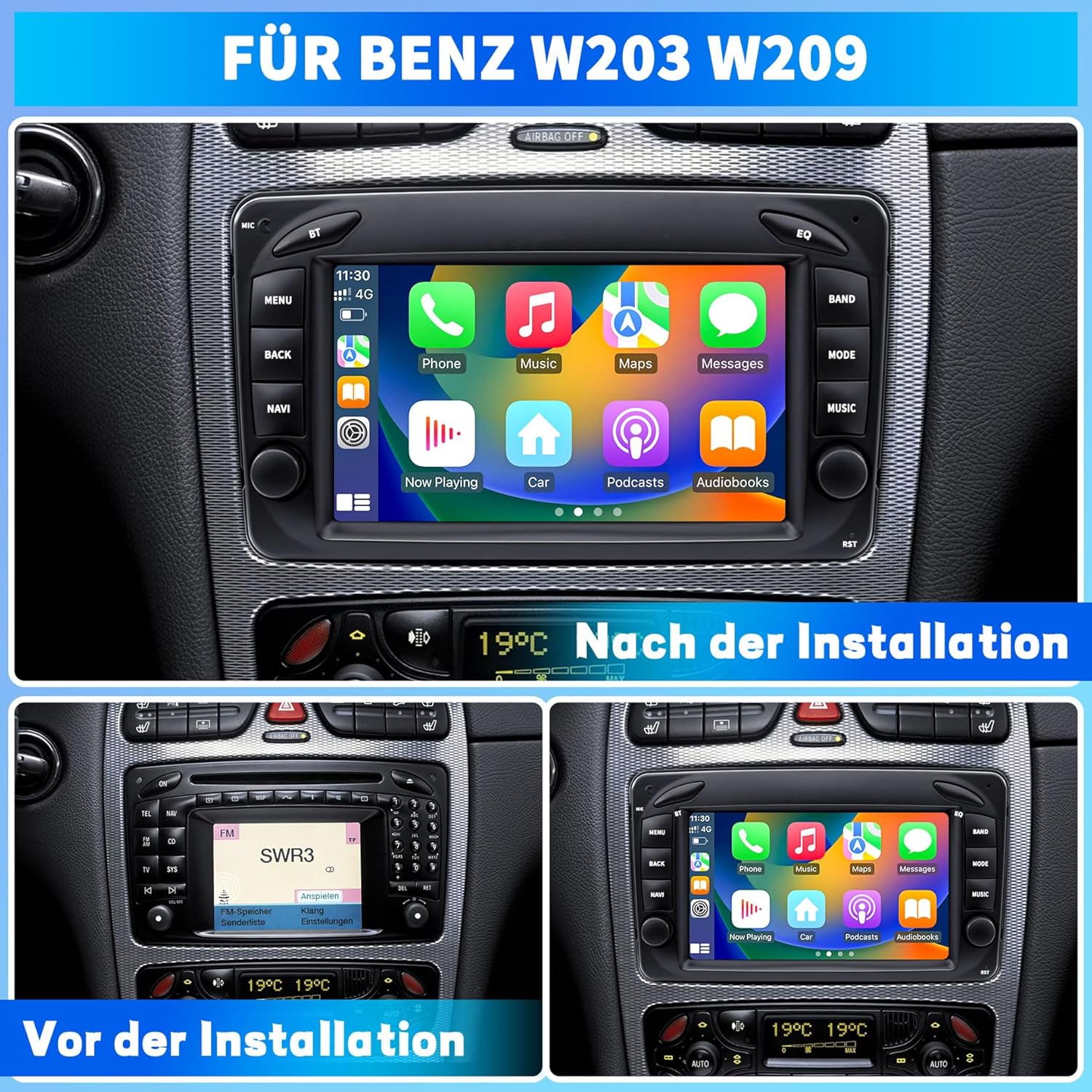 Autoradio Android 12 per Mercedes Benz Classe C W203 - immagine 3