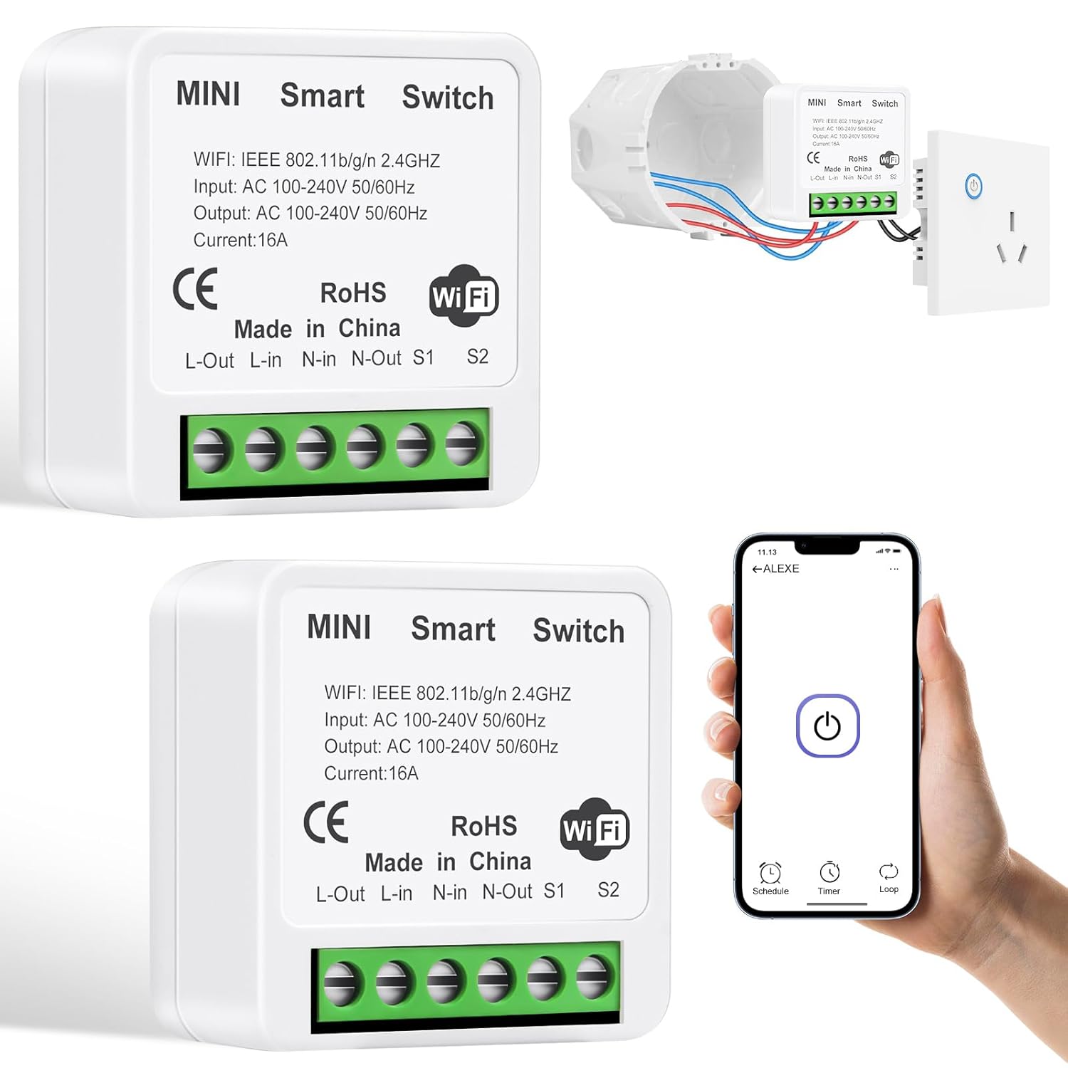Axfee Interruttore Intelligente Wi-Fi 2 Pezzi - immagine 1