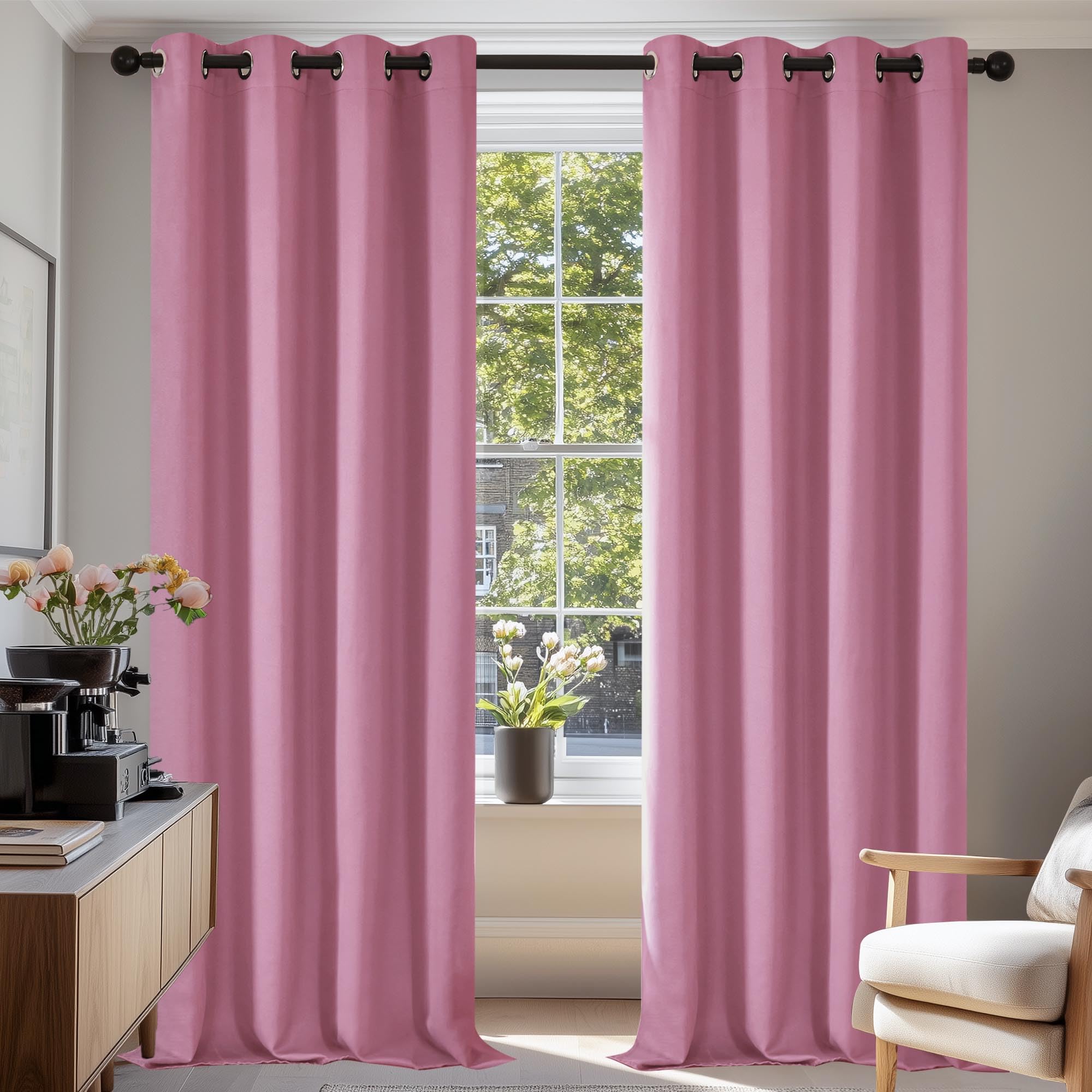 Deconovo Tende Oscuranti Termiche 2 Pezzi 140x290 CM, Rosa