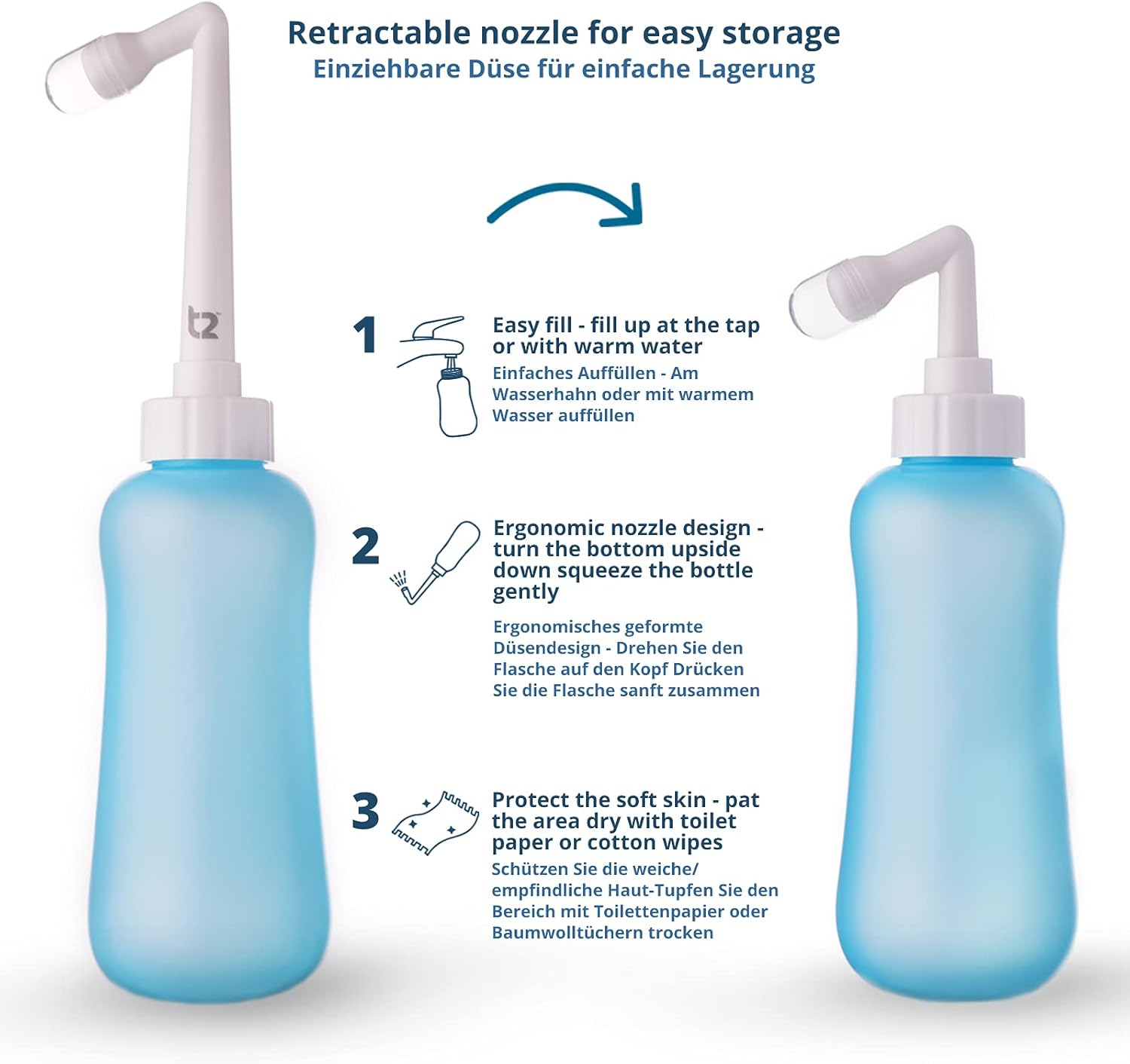 T2 Peri Bottle - Bidet Portatile Post Parto 450 ml - immagine 3