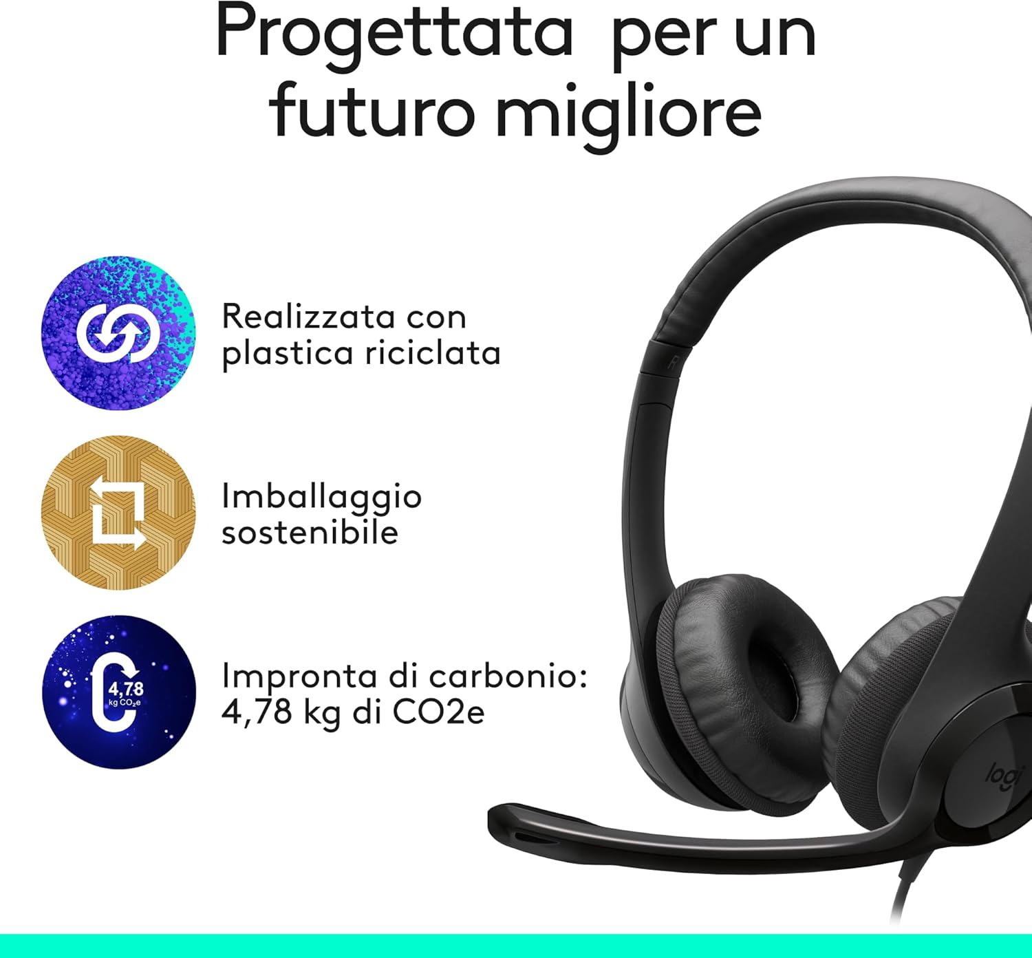 Logitech H390 - Cuffia con Microfono e Cavo, Nero - immagine 7