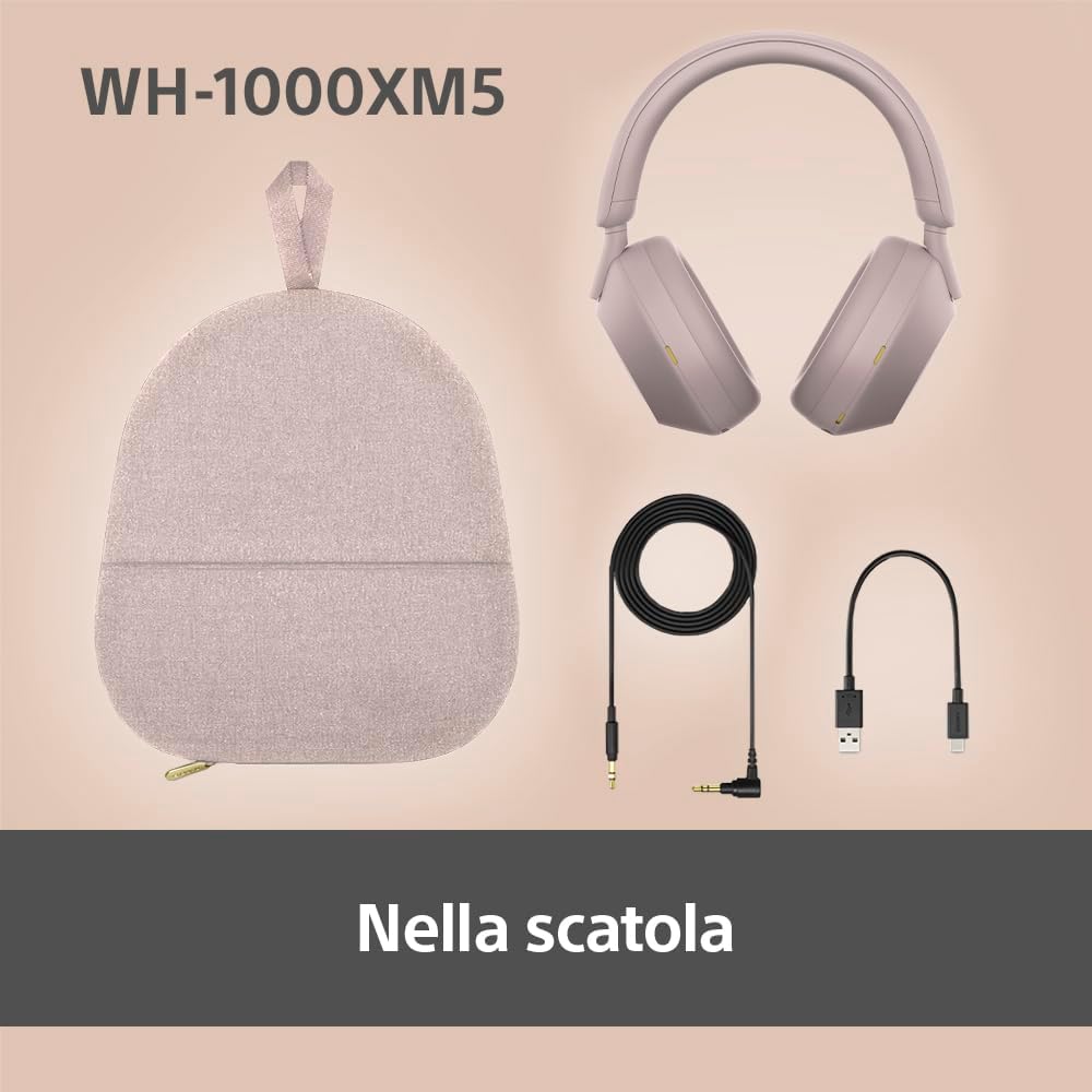 Sony WH-1000XM5 Cuffie Wireless Noise Cancelling, Rosa Fumè - immagine 10