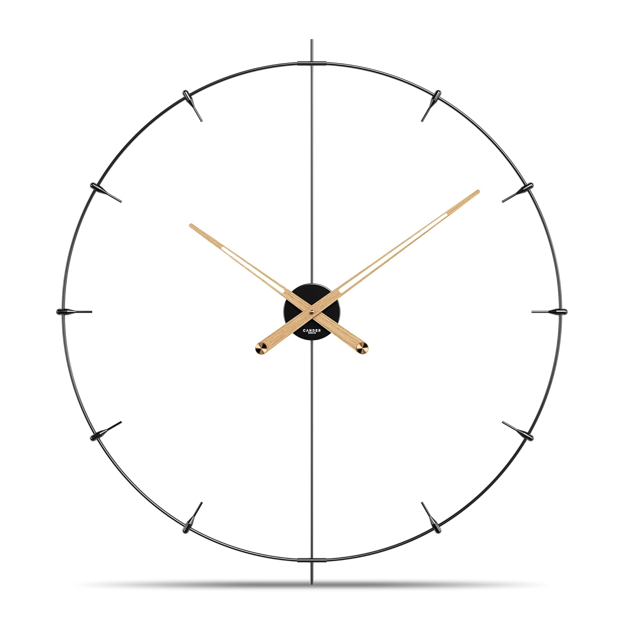 Cander Berlin Leander - Orologio da Parete Silenzioso 60cm, Nero