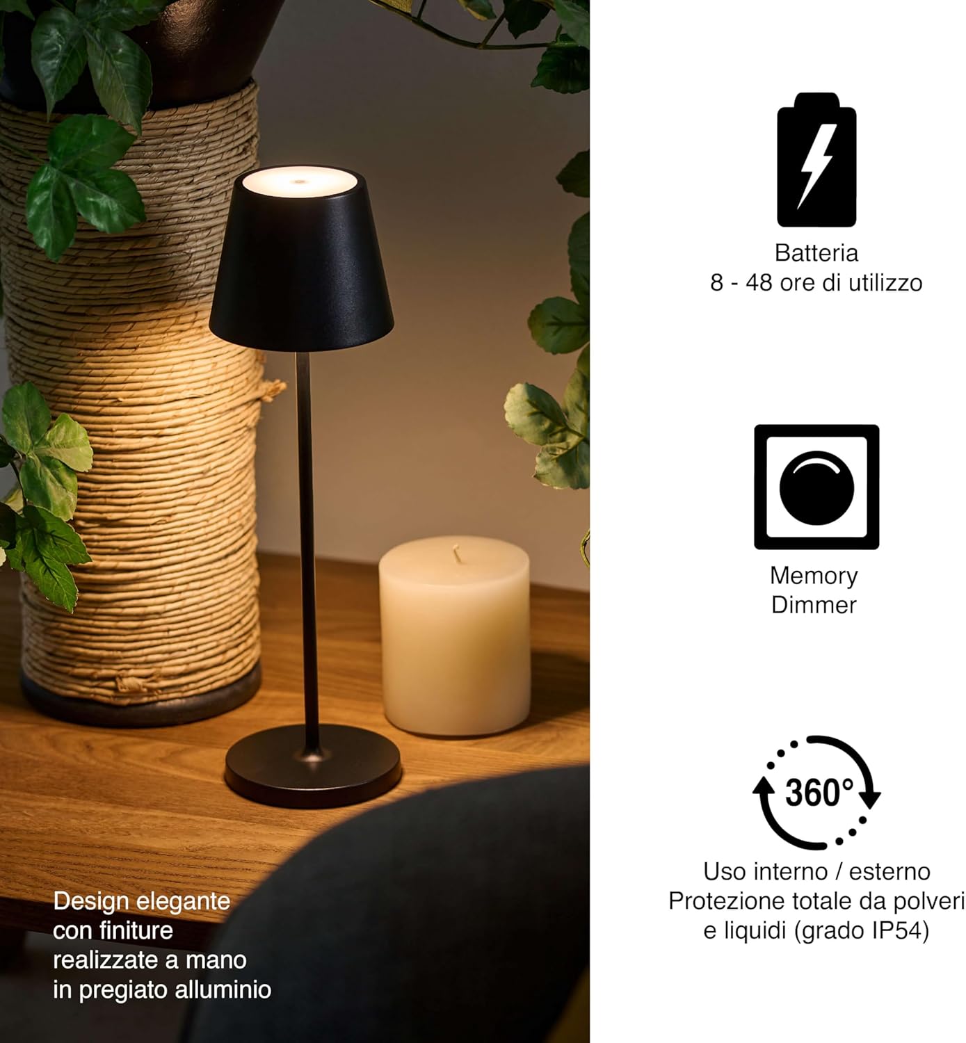 LA VILLE LUMIÈRE SuzieV - Lampada LED da Tavolo Ricaricabile - immagine 4