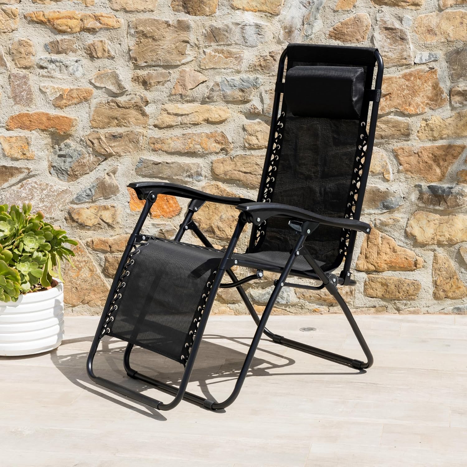 Baroni Home Sdraio Zero Gravity da Giardino, Nera - immagine 2