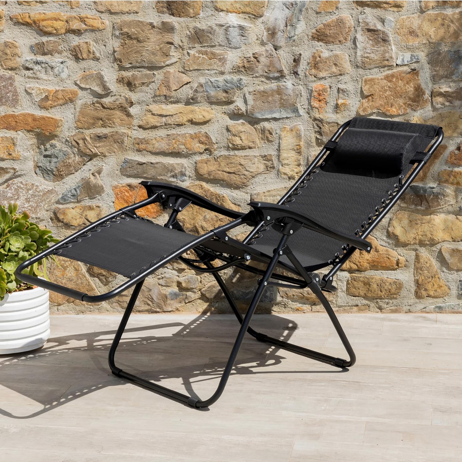 Baroni Home Sdraio Zero Gravity da Giardino, Nera - immagine 4