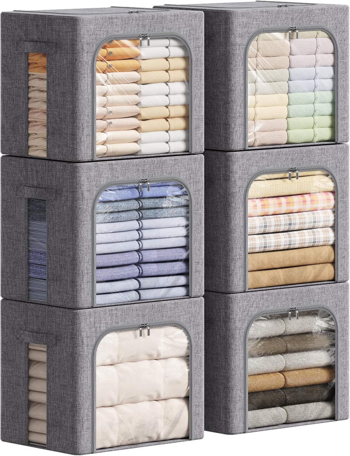 Lifewit 6 Scatole Armadio Rigide Pieghevoli 40L, Grigio - immagine 1