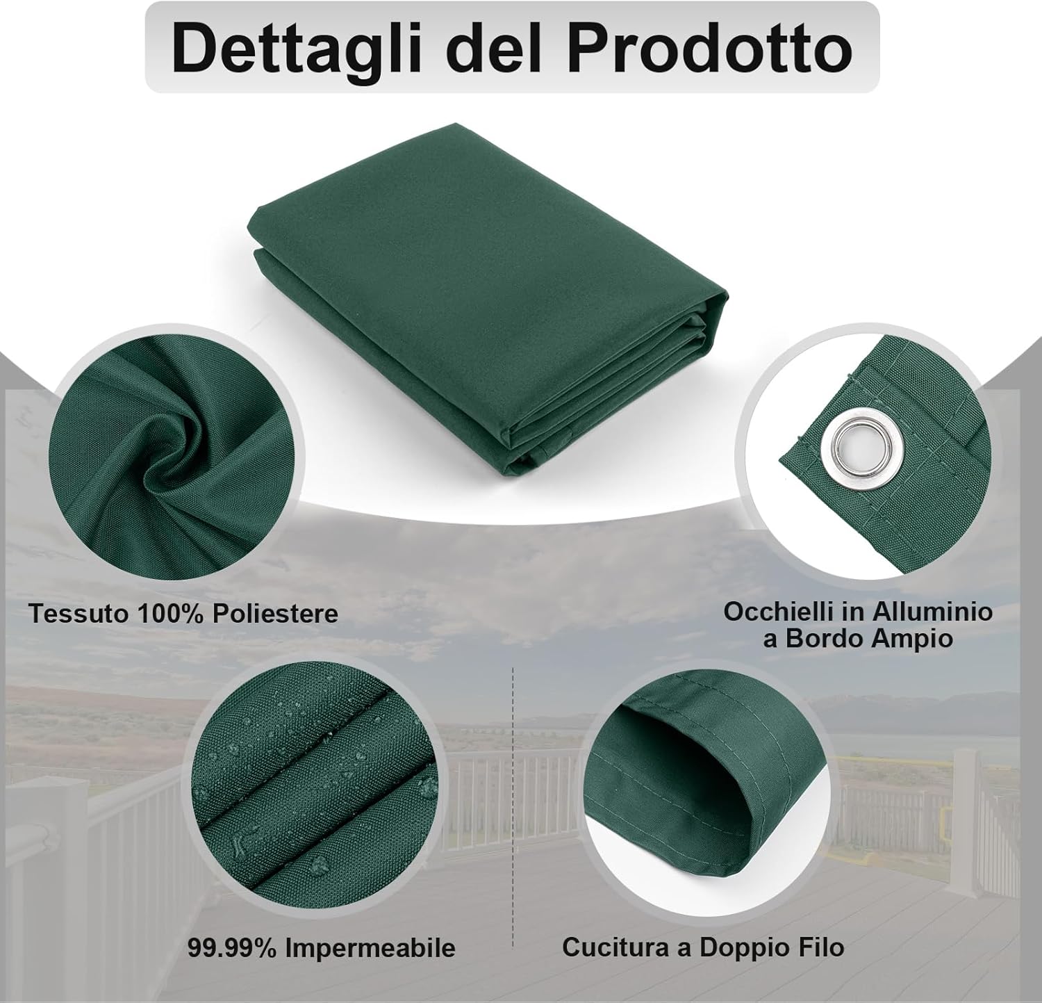 AXT SHADE Frangivisto Balcone 100x800cm, Verde - immagine 3