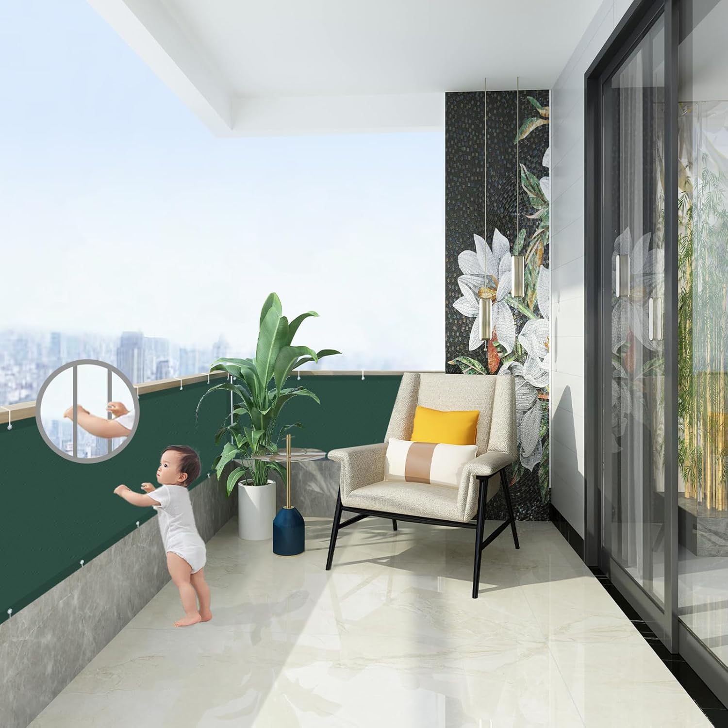 AXT SHADE Frangivisto Balcone 100x800cm, Verde - immagine 4