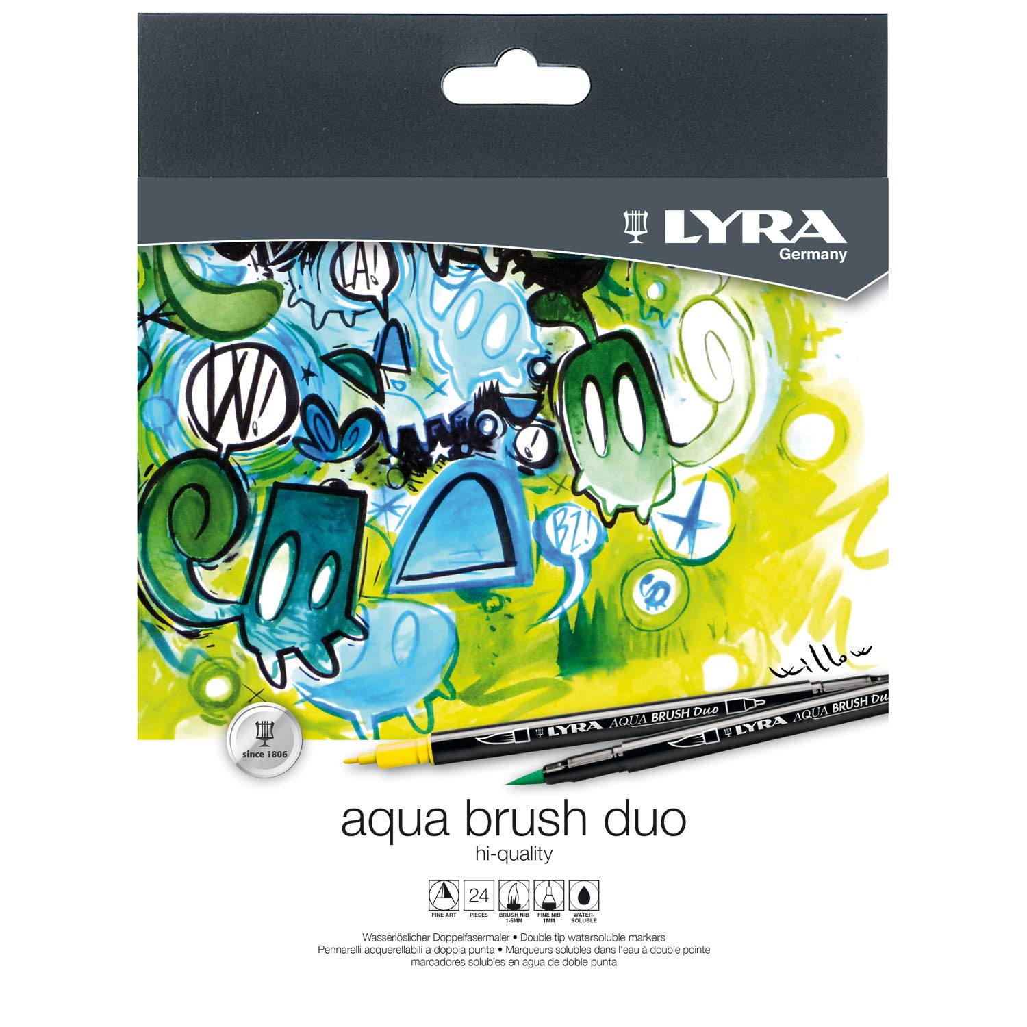 LYRA AQUA BRUSH DUO Astuccio in Cartone 24 Pennarelli Acquerellabili Assortiti