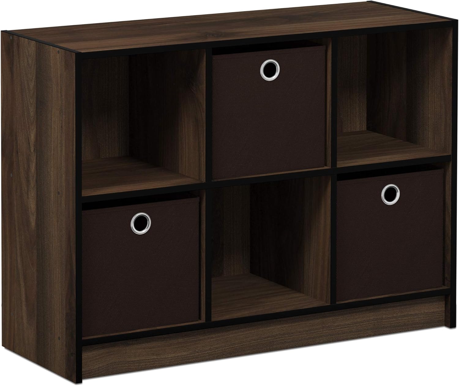 Furinno Libreria Basic 3 x 2 con Scomparti, Noce Canaletto / Marrone Scuro