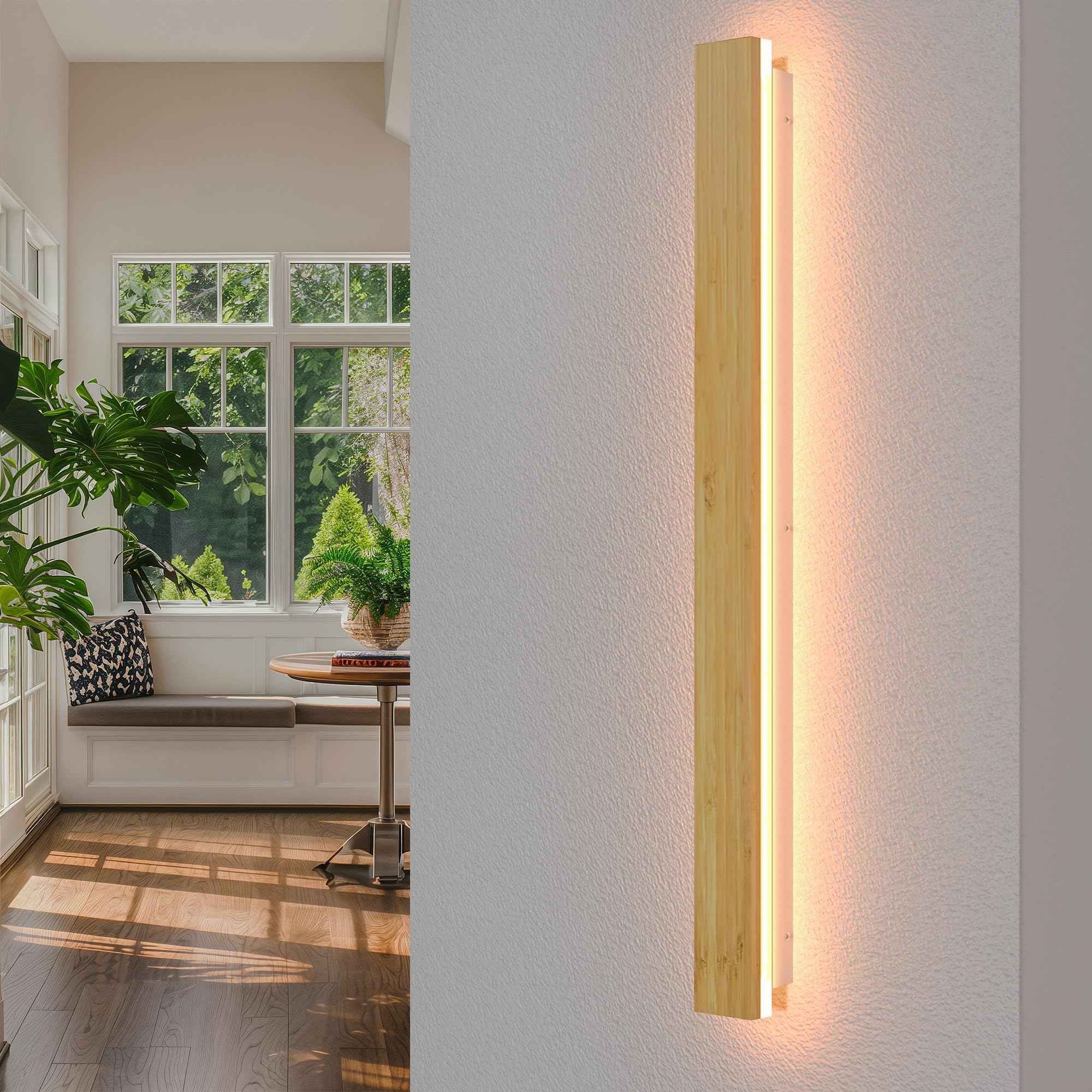 Lampada da Parete LED in Legno Dimmerabile 36W, 100cm