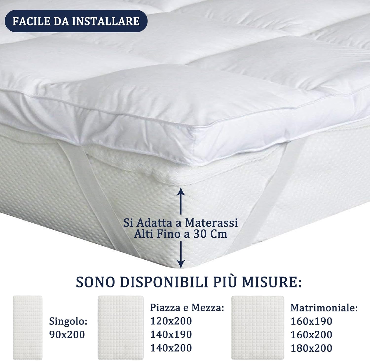Bedecor Topper Matrimoniale 180x200cm - immagine 5
