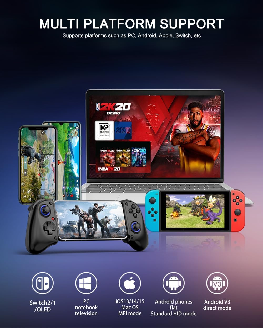 Controller Bluetooth per Nintendo Switch, iOS, Android - immagine 8