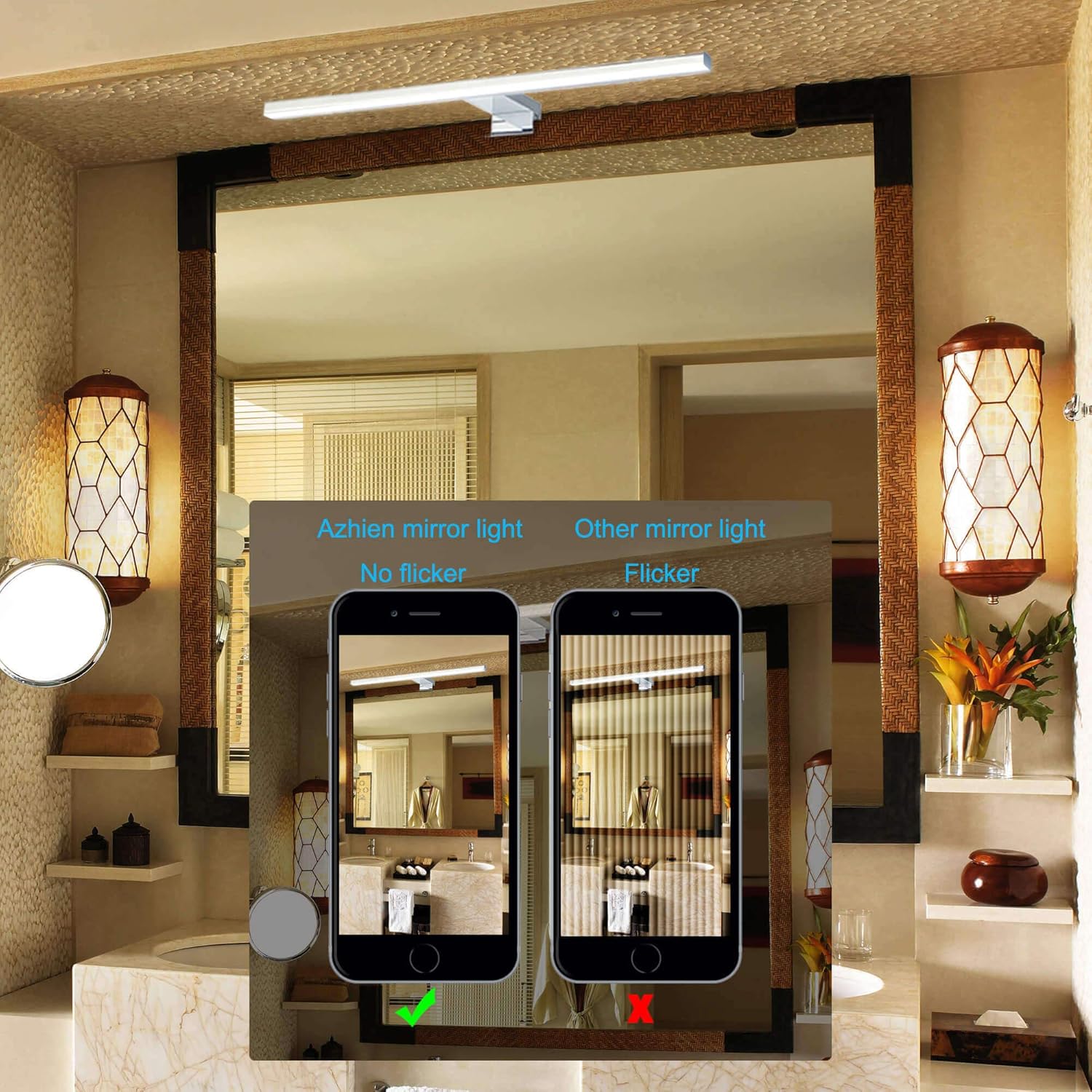 Azhien - Lampada da Specchio a LED 10W 60cm IP44 - immagine 6