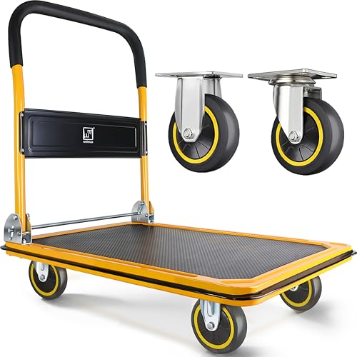 Wellmax Carrello a Spinta Pieghevole 299kg, Giallo