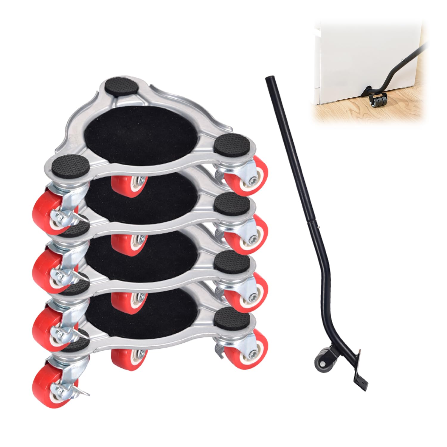 Kit Sposta Mobili con Ruote, 5 Pezzi, Carico 400kg