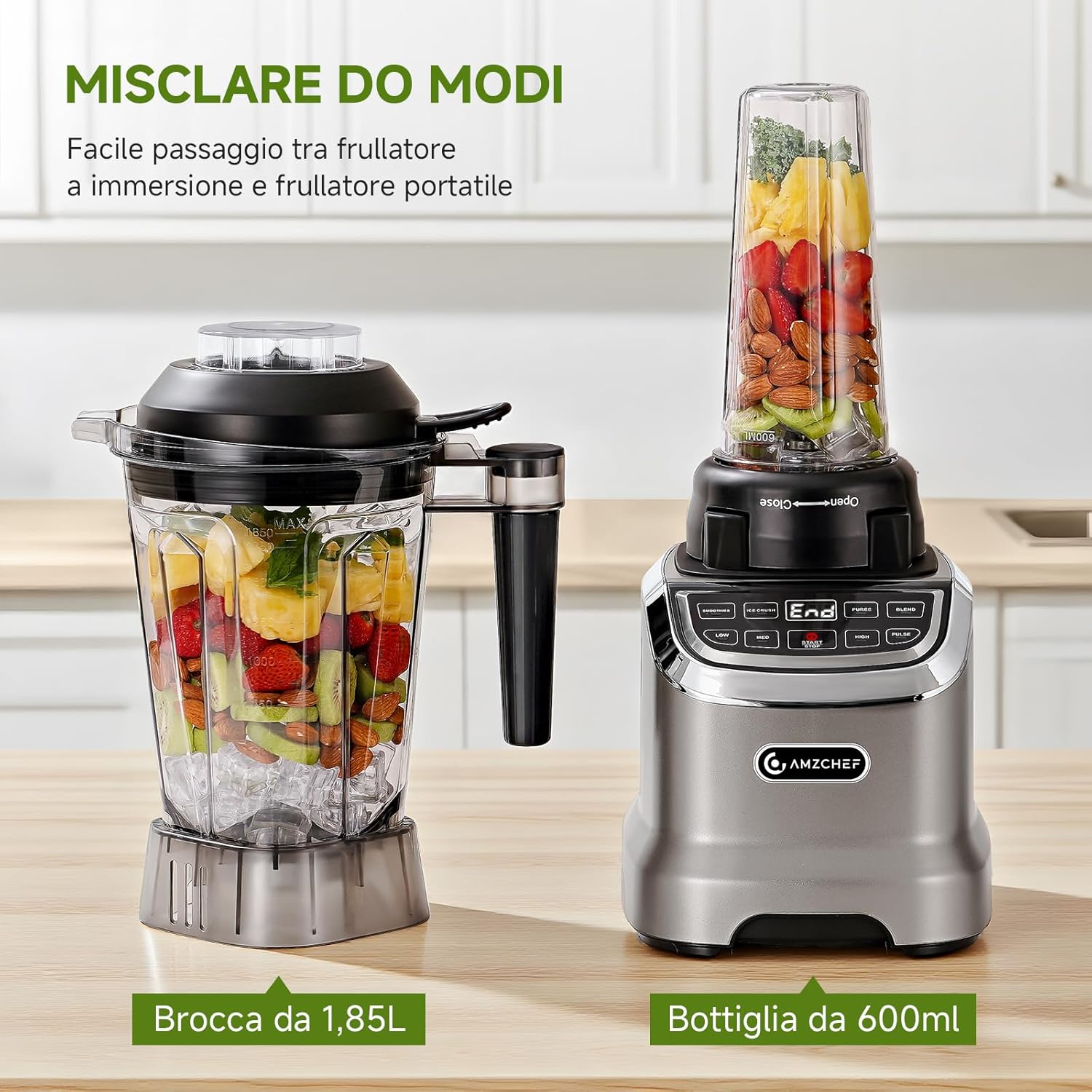 Amzchef Frullatore Professionale 2 in 1 1800W - immagine 6