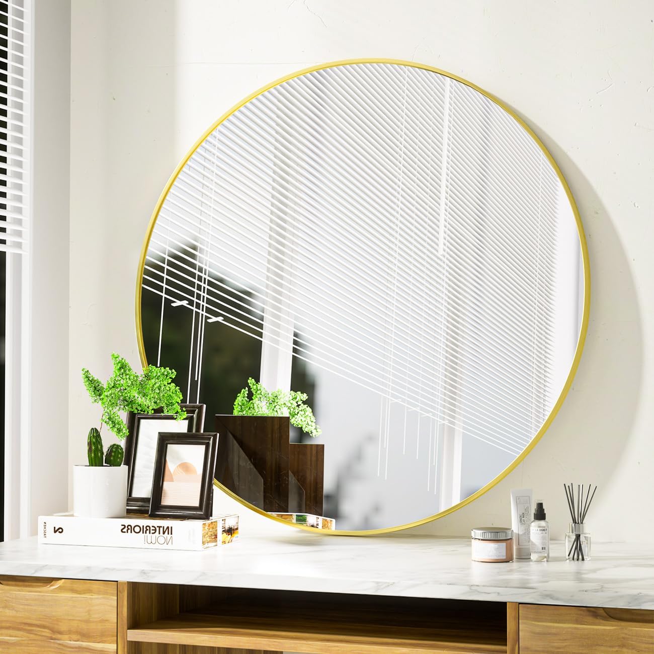 Koonmi Specchio Rotondo Oro 80 cm - immagine 1