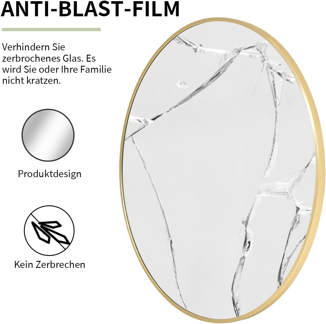 Koonmi Specchio Rotondo Oro 80 cm - immagine 2