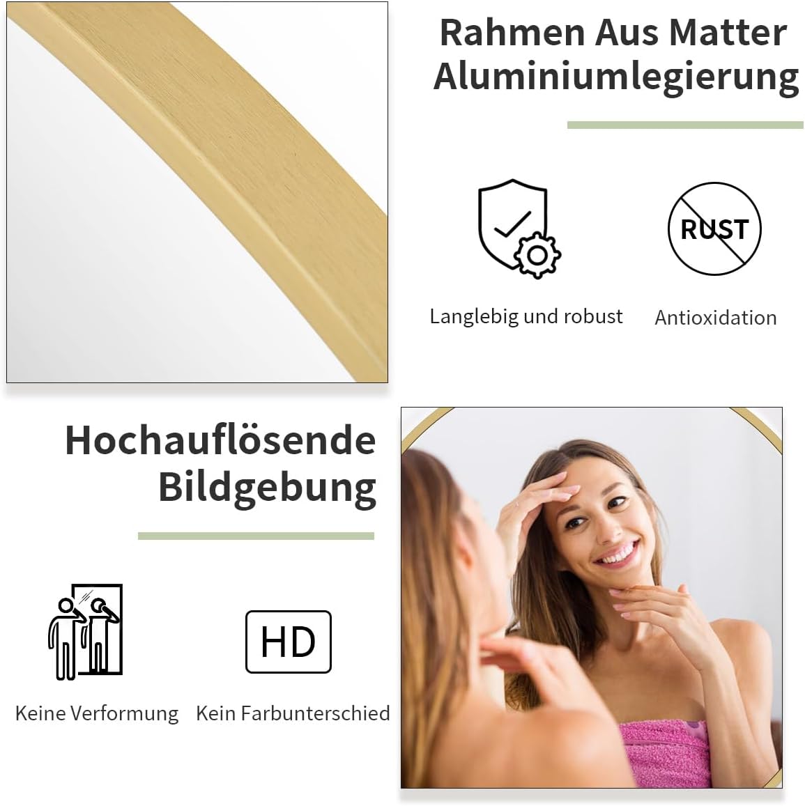 Koonmi Specchio Rotondo Oro 80 cm - immagine 3