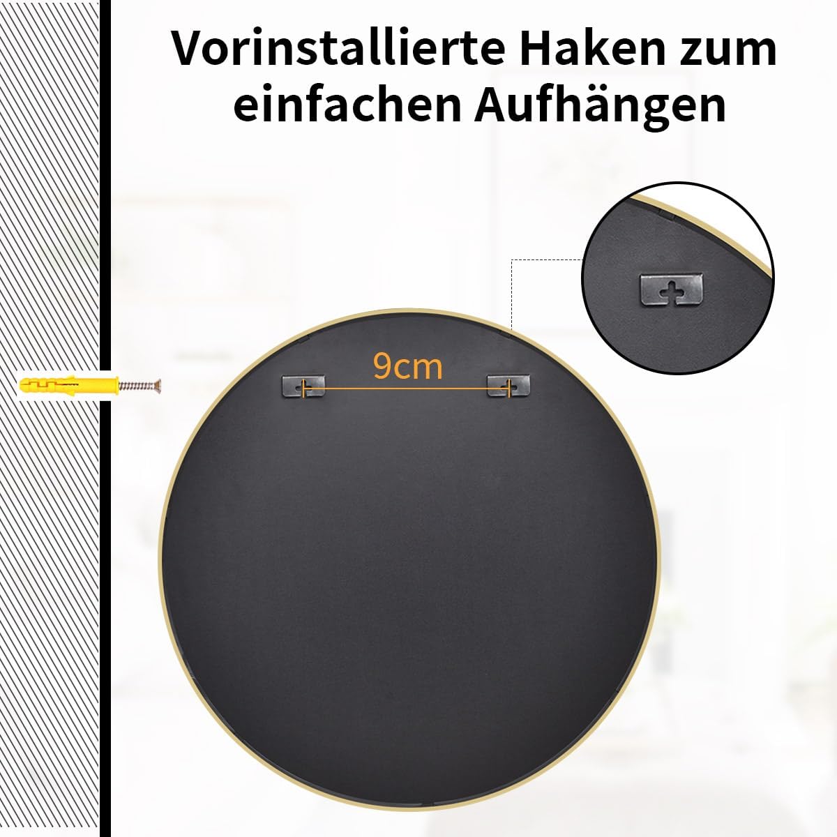 Koonmi Specchio Rotondo Oro 80 cm - immagine 4