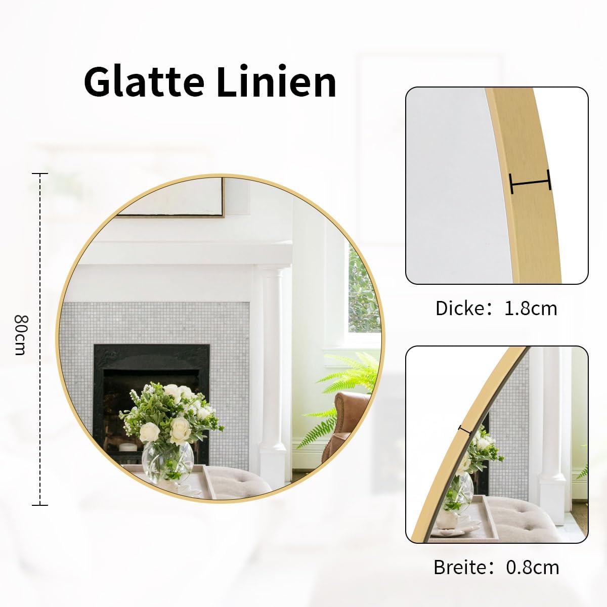 Koonmi Specchio Rotondo Oro 80 cm - immagine 6