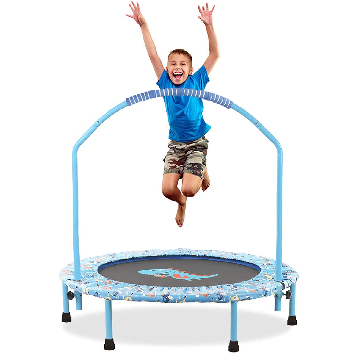 38'' Kids Trampoline Mini Pieghevole con Corrimano