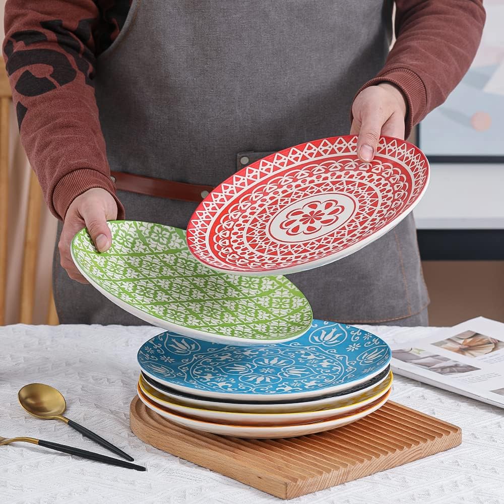 Set Piatti Piani Porcellana Colorati - Piatti Ceramica Grande 25 cm ...