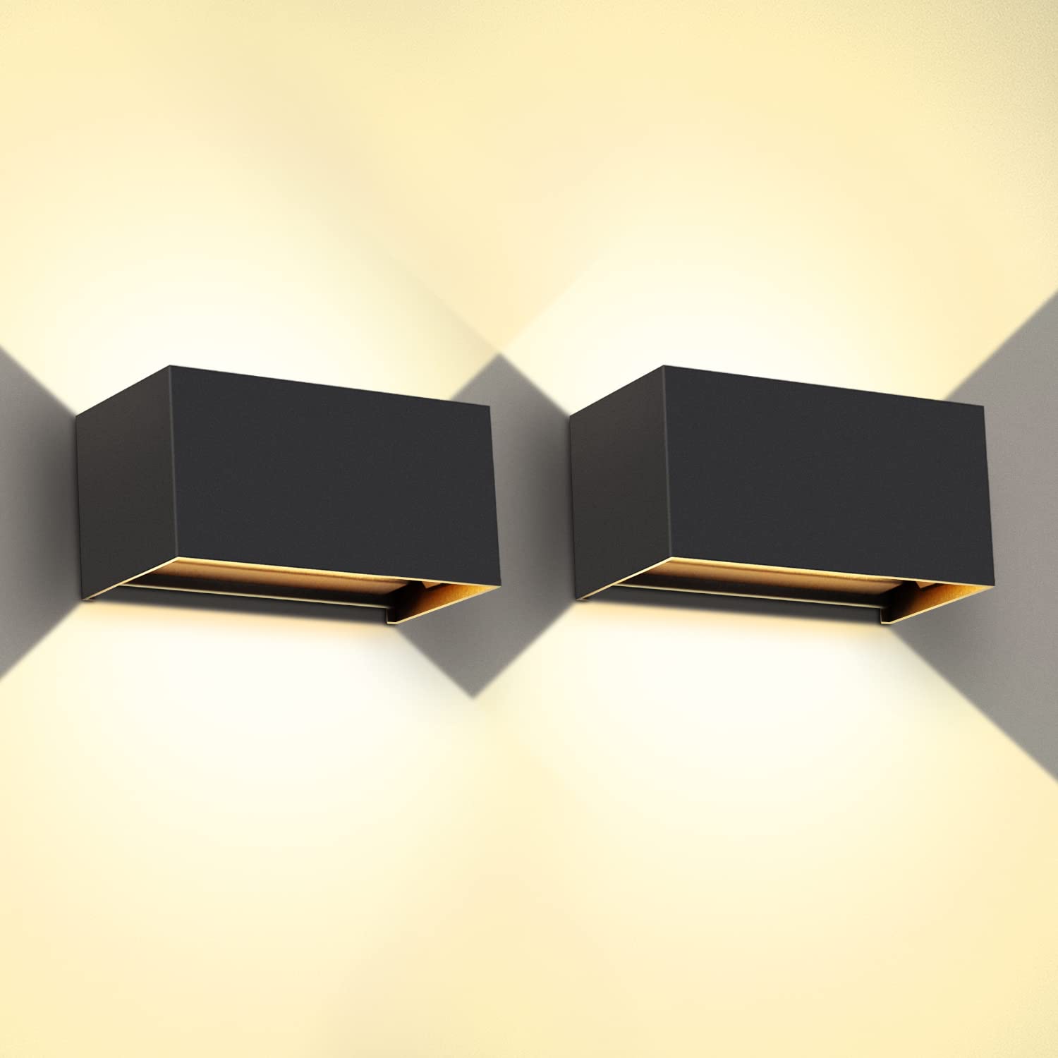 Kingwen 2x Applique da Parete LED 20W Nere