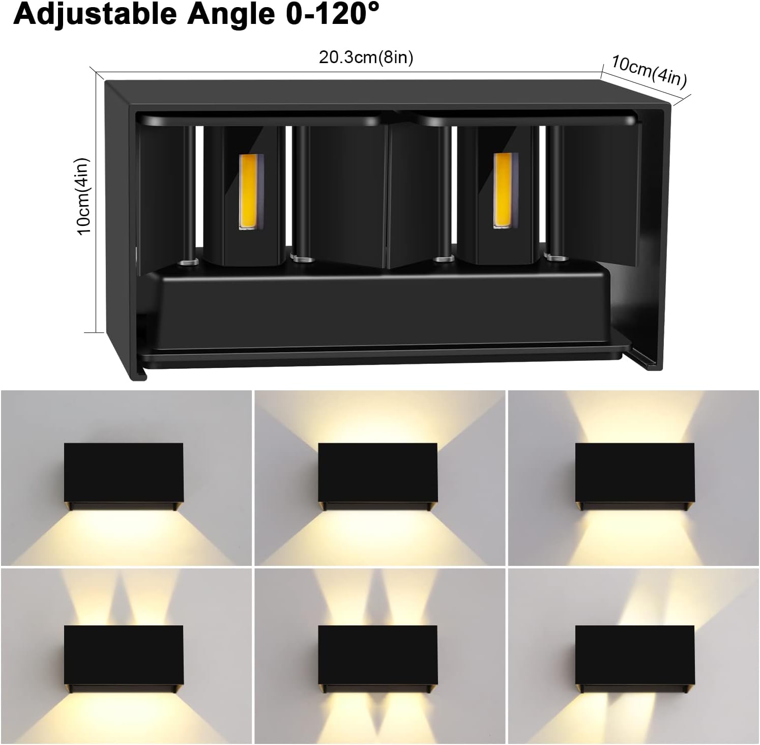 Kingwen 2x Applique da Parete LED 20W Nere - immagine 2