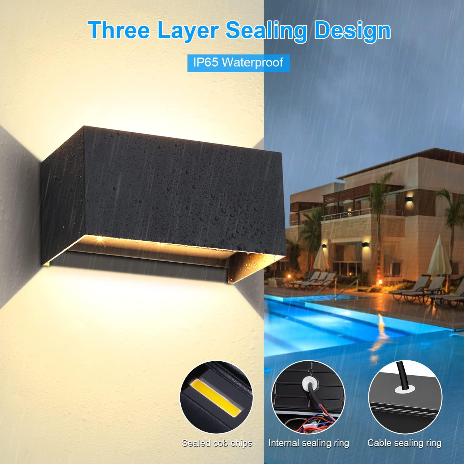 Kingwen 2x Applique da Parete LED 20W Nere - immagine 4