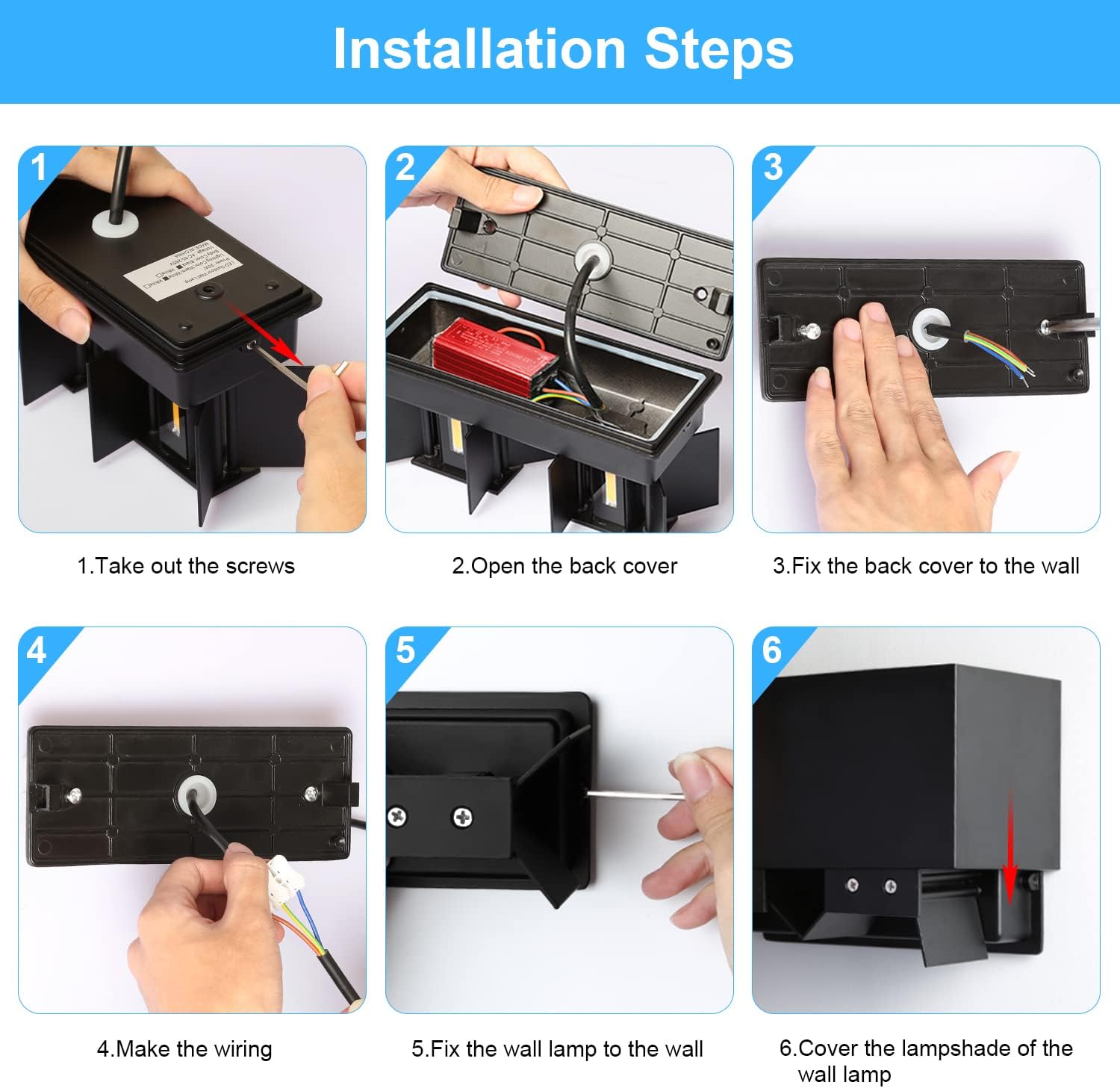 Kingwen 2x Applique da Parete LED 20W Nere - immagine 7