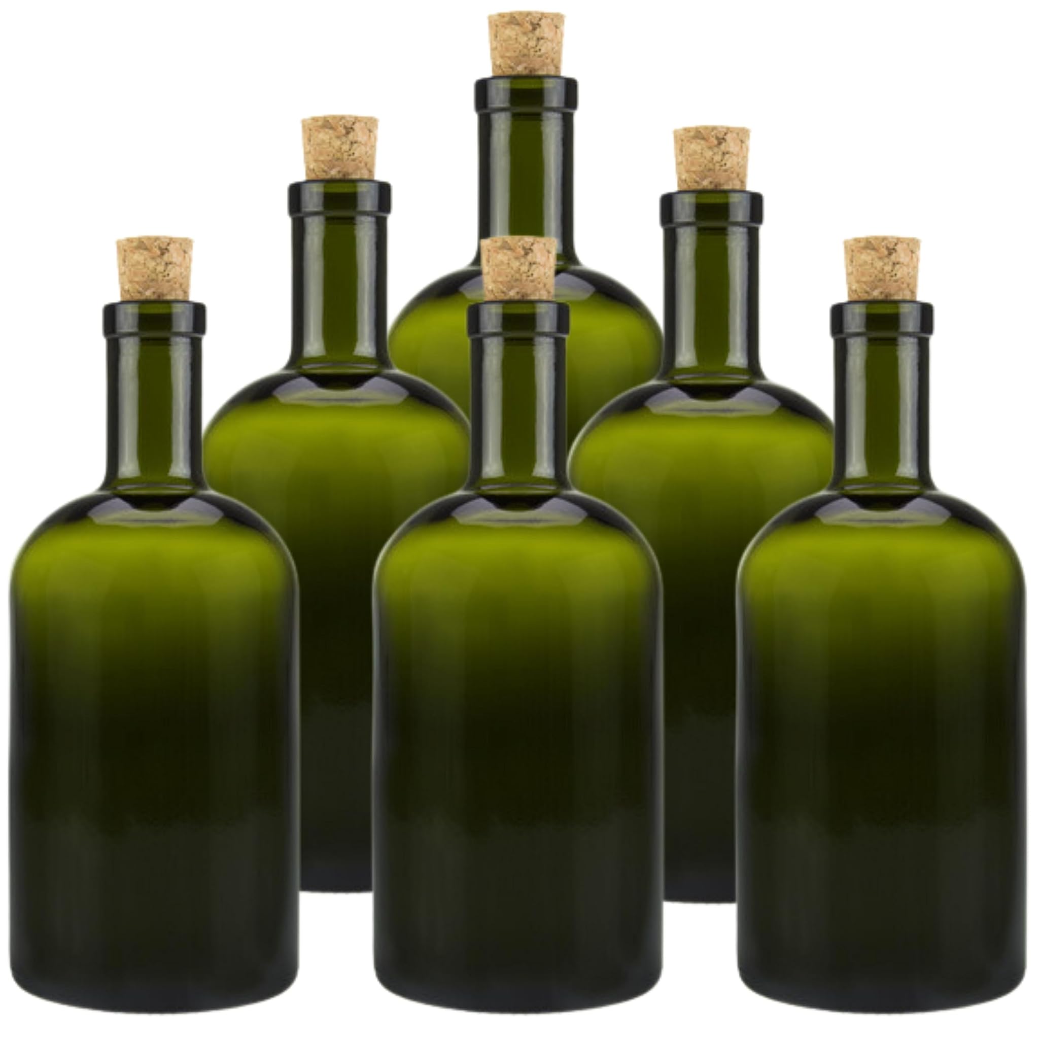 mikken 6 bottiglie di vetro verde/marrone da 500 ml con tappo in sughero