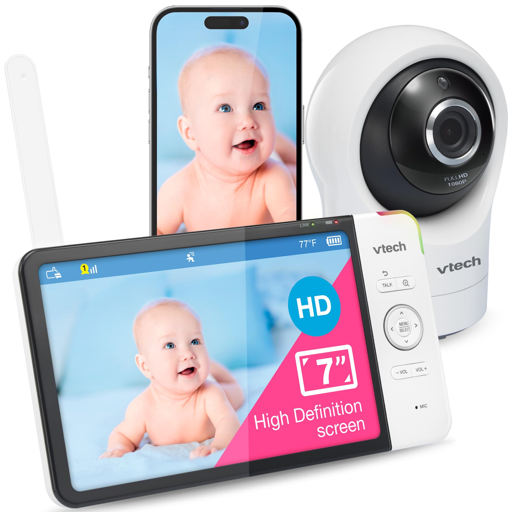 Vtech RM7764HD - Baby Monitor Video 1080P WiFi 7 Pollici