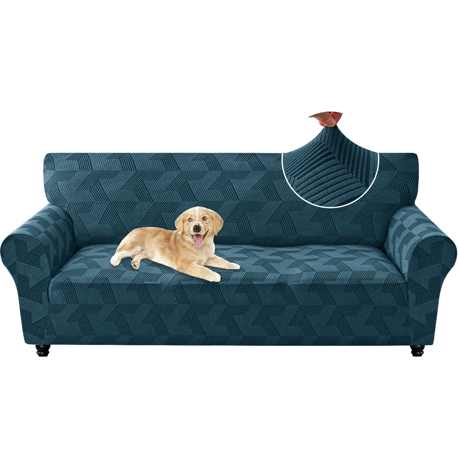 Copridivano Elasticizzato 3 Posti, Blu Pavone