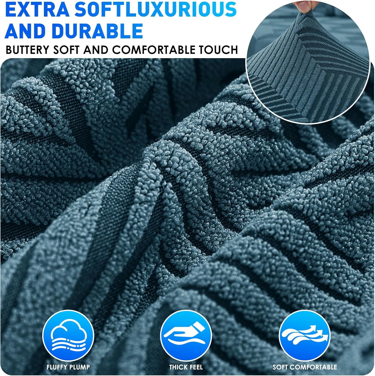 Copridivano Elasticizzato 3 Posti, Blu Pavone - immagine 4