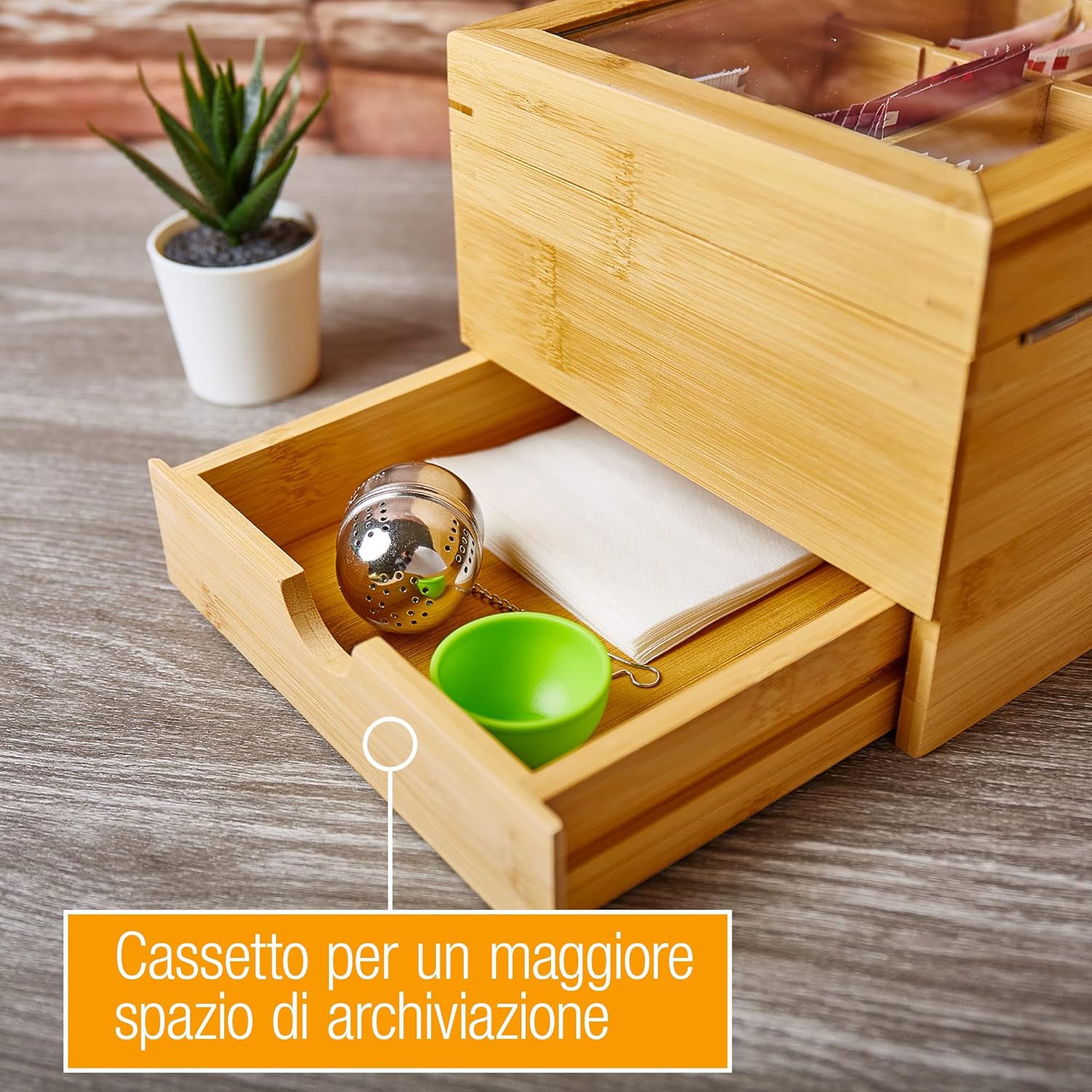 Amazy Cassetta Porta Tisane in Legno Extra L - immagine 4