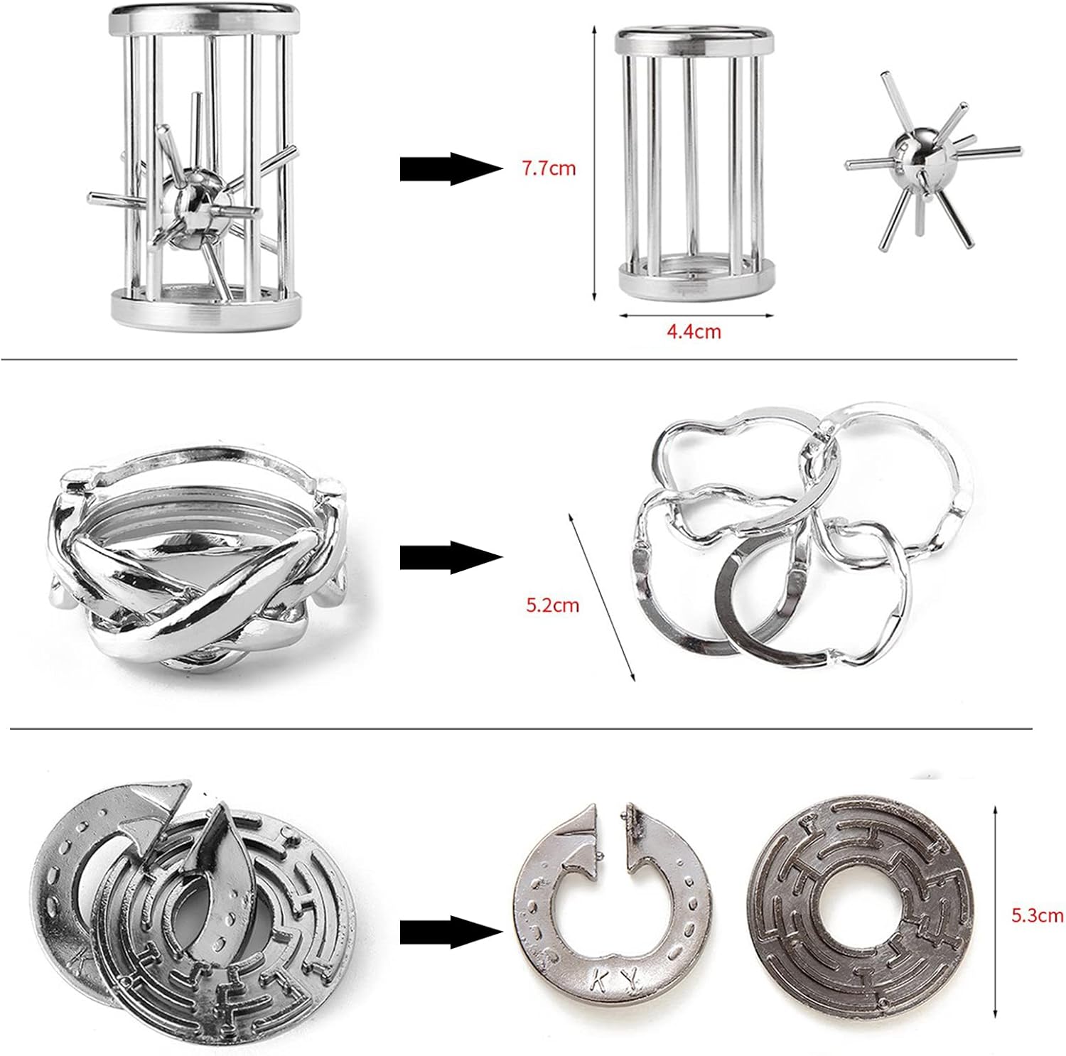 Joyeee Puzzle in Metallo, Gioco Rompicapo Blocco Sblocco Puzzle ad Incastro per Qi Mente Sfida e Test Logici, Giocattoli Educativo Intelligenza per Adulti e Bambini, Alta Difficoltà, 25Pcs -Style A - immagine 2