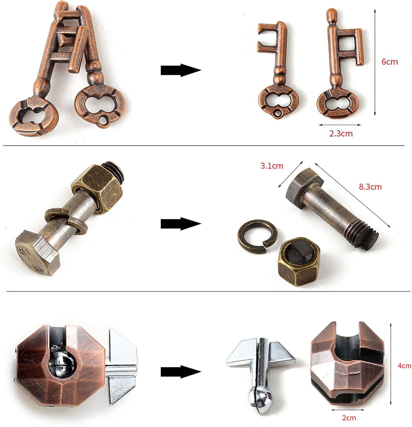 Joyeee Puzzle in Metallo, Gioco Rompicapo Blocco Sblocco Puzzle ad Incastro per Qi Mente Sfida e Test Logici, Giocattoli Educativo Intelligenza per Adulti e Bambini, Alta Difficoltà, 25Pcs -Style A - immagine 7