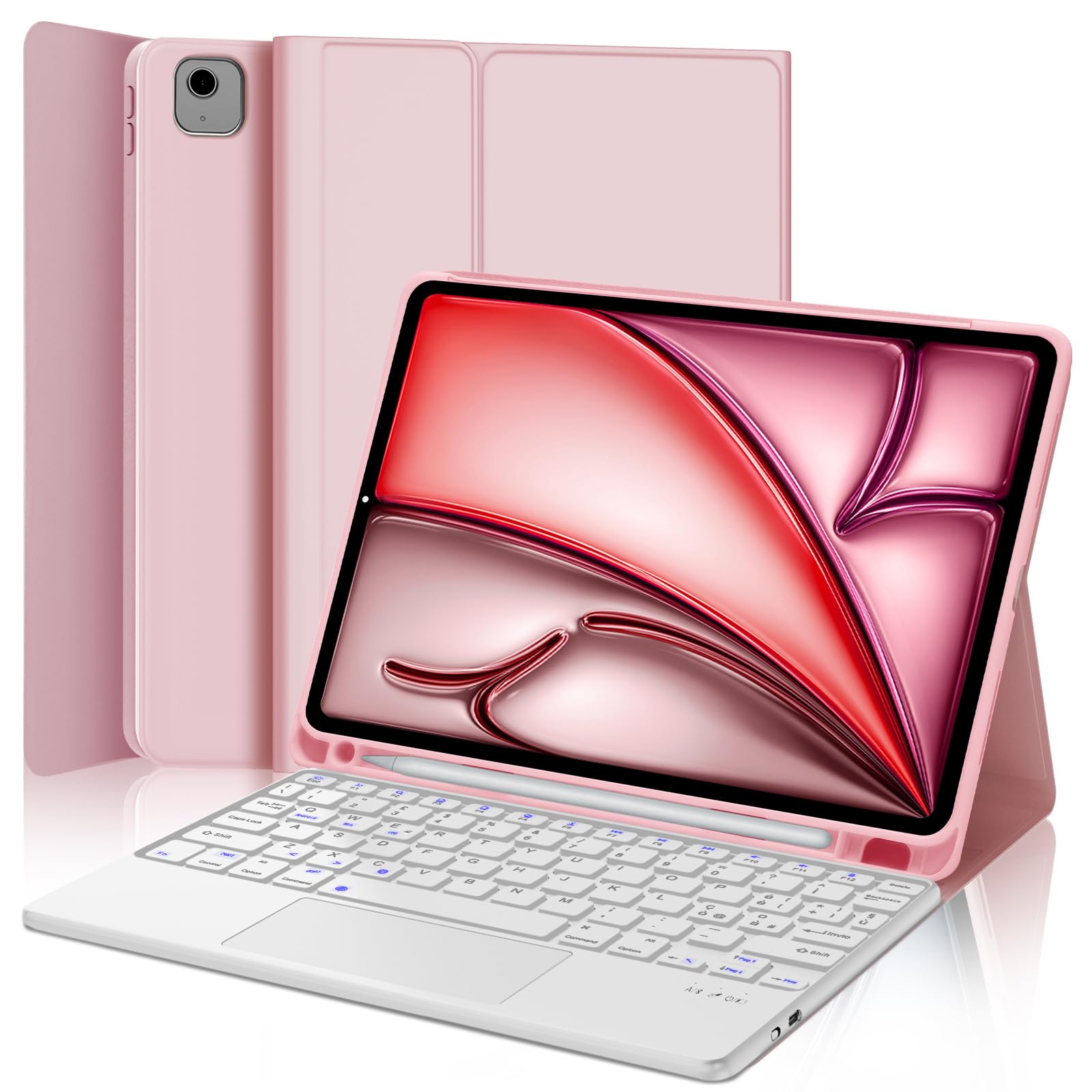 Jademall Tastiera con Trackpad per iPad Air 11 M3/M2, Rosa