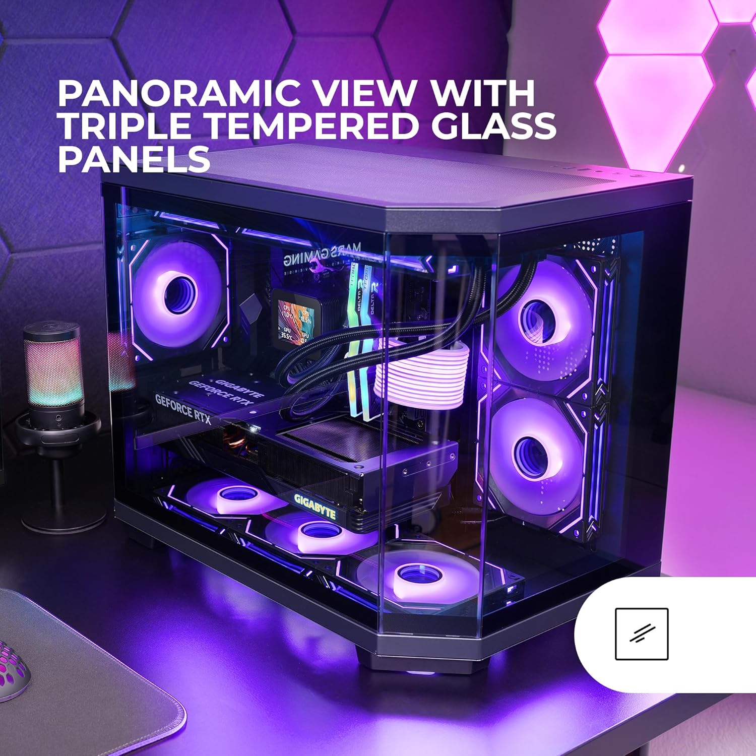 MARSGAMING MC-3TCOREM - Case Gaming Micro-ATX USB-C, Nero - immagine 2