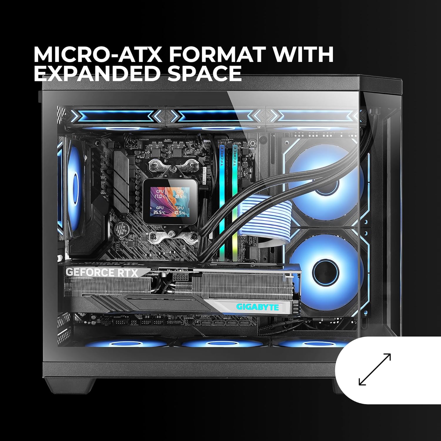 MARSGAMING MC-3TCOREM - Case Gaming Micro-ATX USB-C, Nero - immagine 4