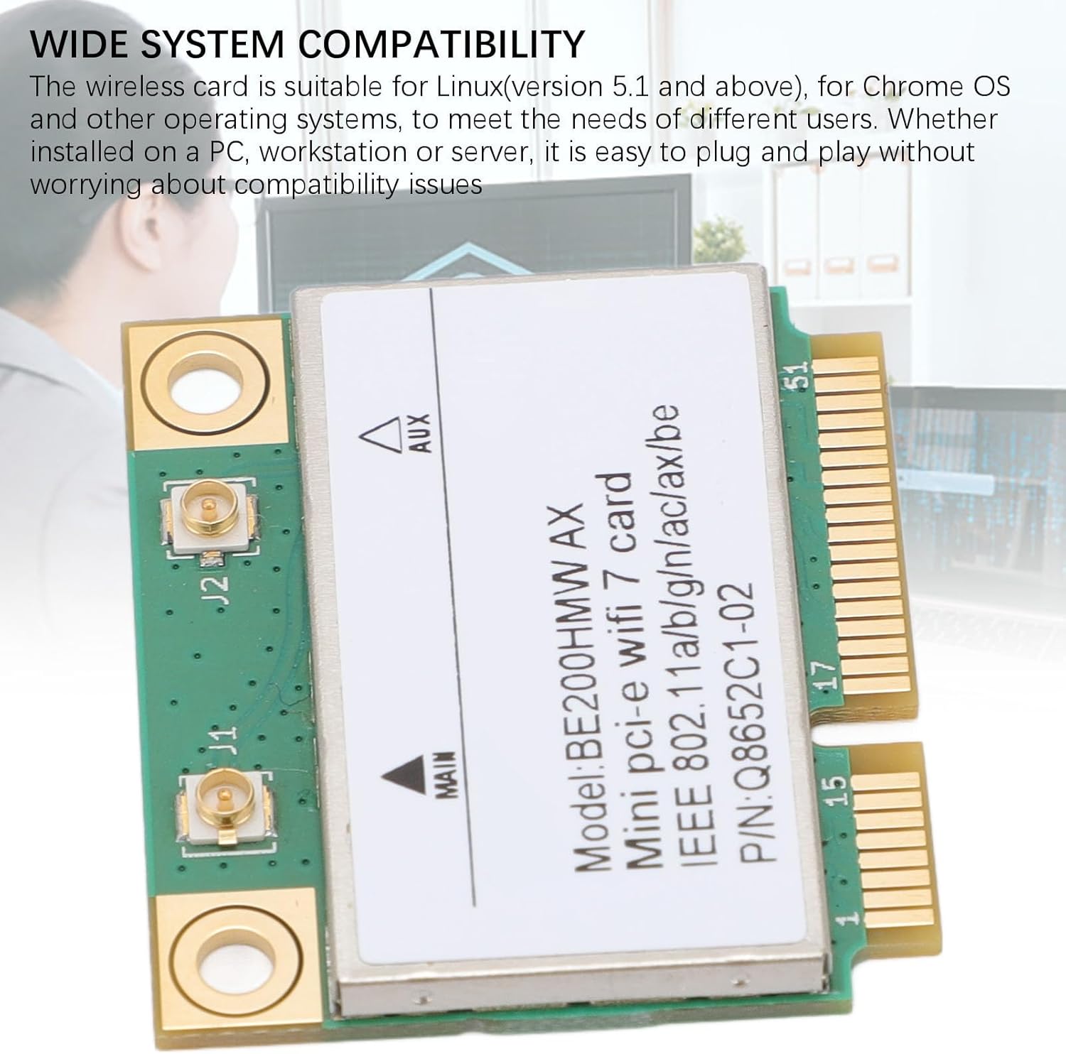 WiFi 7 Wireless Card Dual Band 802.11ax Mini PCI-E - immagine 2