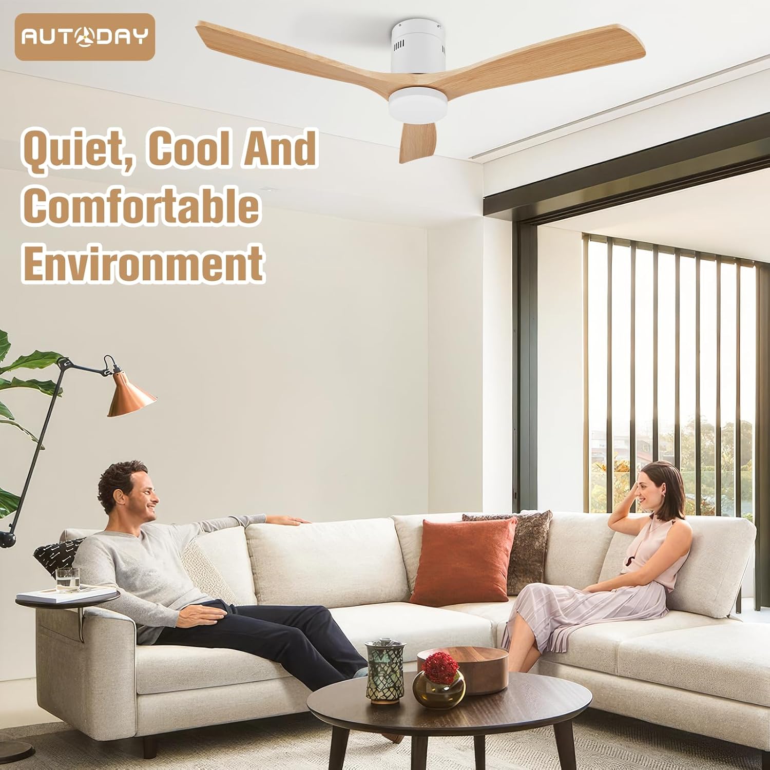 Ventilatore da Soffitto Legno 132cm con Luce LED 24W - immagine 2