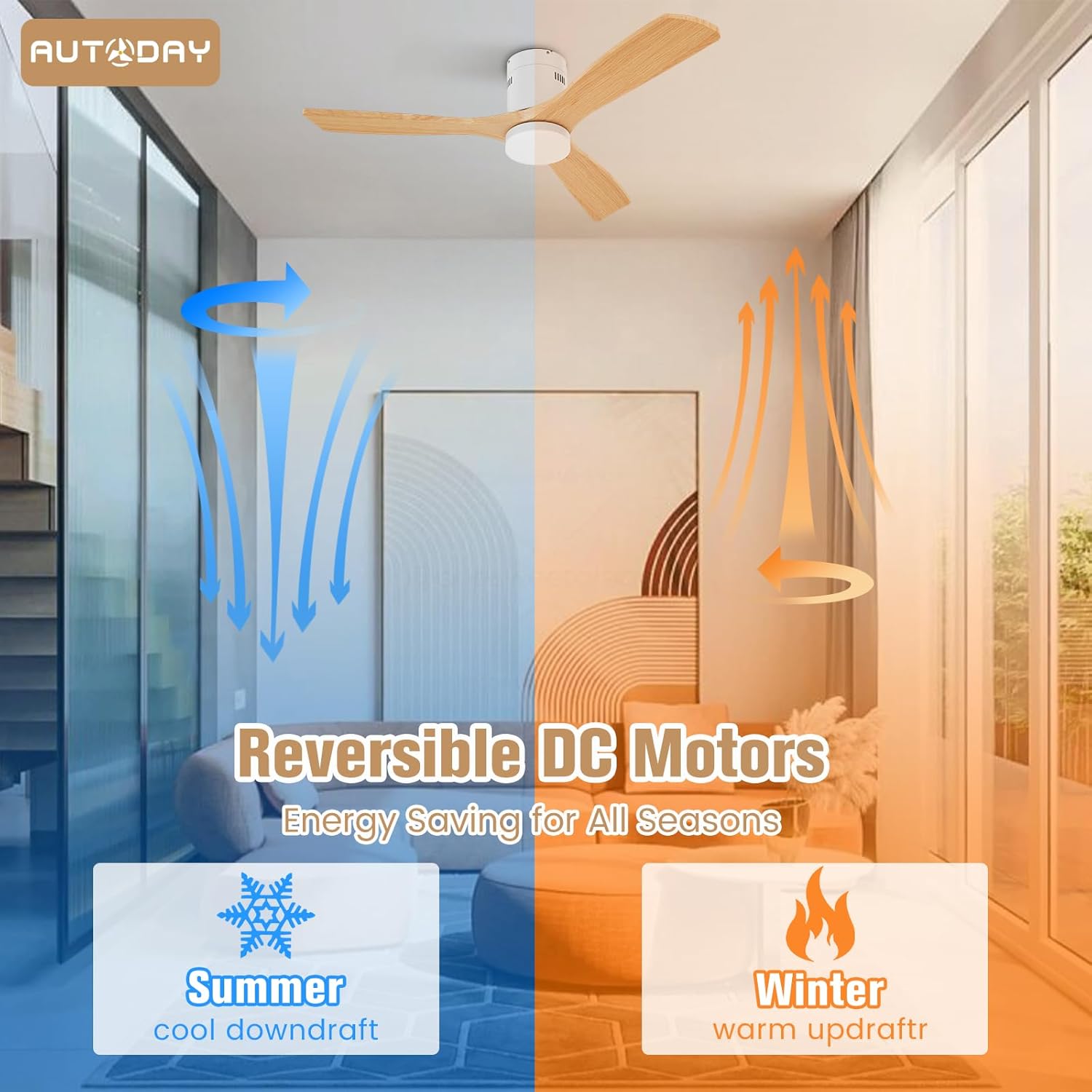 Ventilatore da Soffitto Legno 132cm con Luce LED 24W - immagine 6